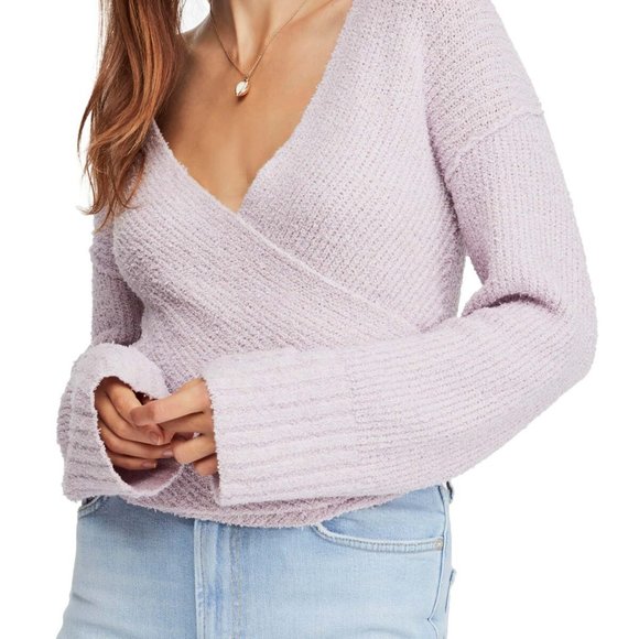 Free People Sweaters - Free People Faux Wrap Sweater Soft Lilac Purple XS